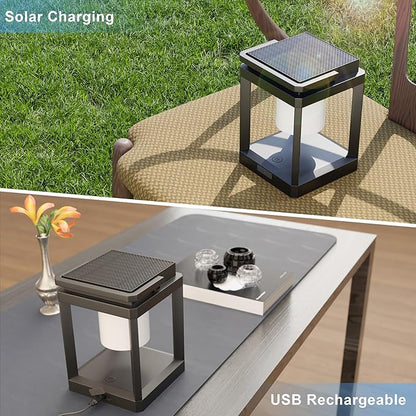 Solar Lantern Outdoor, Rechargeable Waterproof LED Lantern, Tabletop and Hanging Solar Lanterns Outdoor with Touch Control for Patio Camping