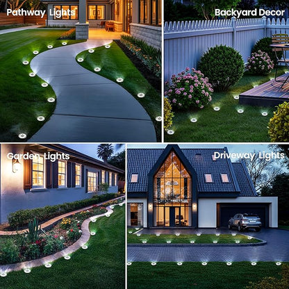 10 Pack Small Solar Ground Lights, Pathway Lights Waterproof, Outdoor Solar Light for Garden, Driveway, Walkway, Backyard (Cool White)
