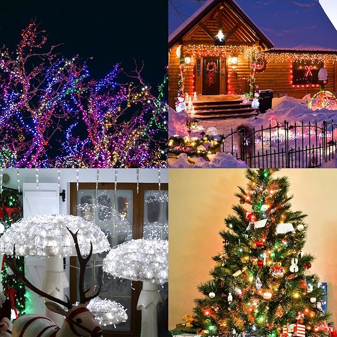 2 Pack Solar Fairy Lights Outdoor, 33 Feet 100 LEDs 8 Modes String Lights for Outside, Waterproof Solar Outdoor Light for Patio Yard Christmas Tree Halloween Wedding Party Decorations, Blue