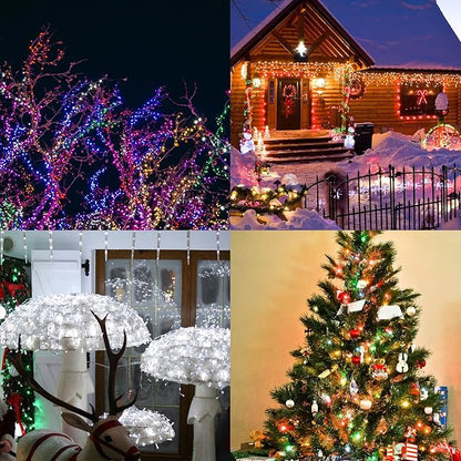 2 Pack Solar Fairy Lights Outdoor, 33 Feet 100 LEDs 8 Modes String Lights for Outside, Waterproof Solar Outdoor Light for Patio Yard Christmas Tree Halloween Wedding Party Decorations, Blue