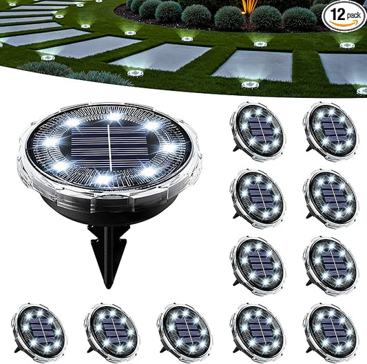 SOLPEX Solar Ground Lights 12 Pack, Solar Pathway Lights Outdoor Waterproof, Landscape Lighting for Garden, Walkway, Driveway, Yard, Deck, Patio, Swimming Pool (Cool White)