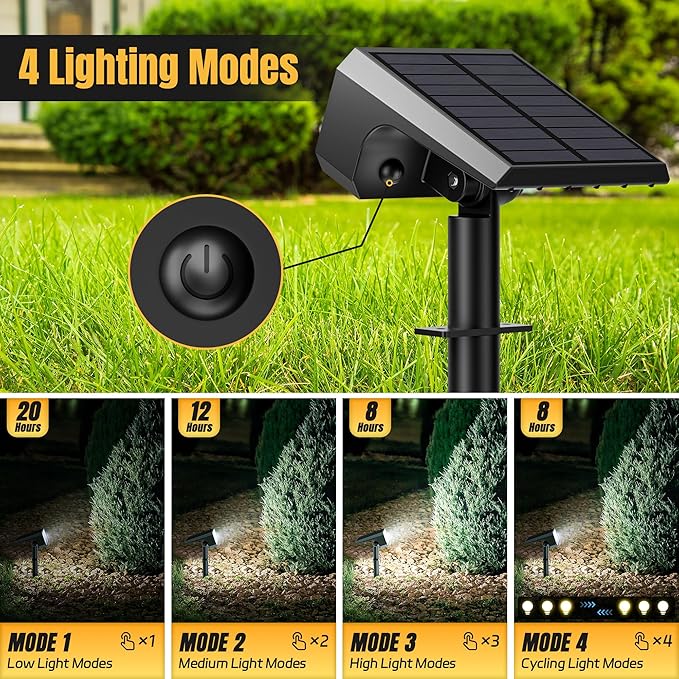 10-Pack 118 LED Solar Landscape Spotlights, 4-Mode Waterproof