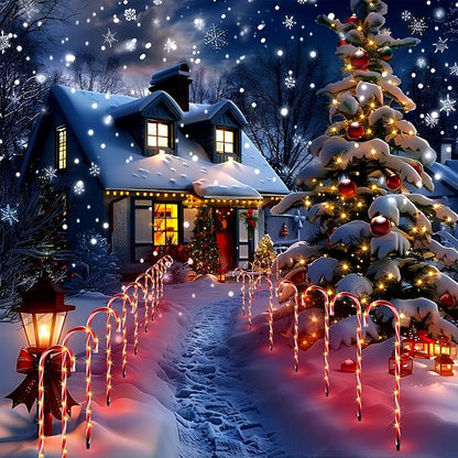 VCOKEN 30'' Christmas Candy Cane Pathway Markers Lights - Set of 10 Christmas Stakes Lights Outdoor Pathway Decorations, Connectable & Light Up Xmas Holiday Party Yard Art Indoor Outdoor Ornament