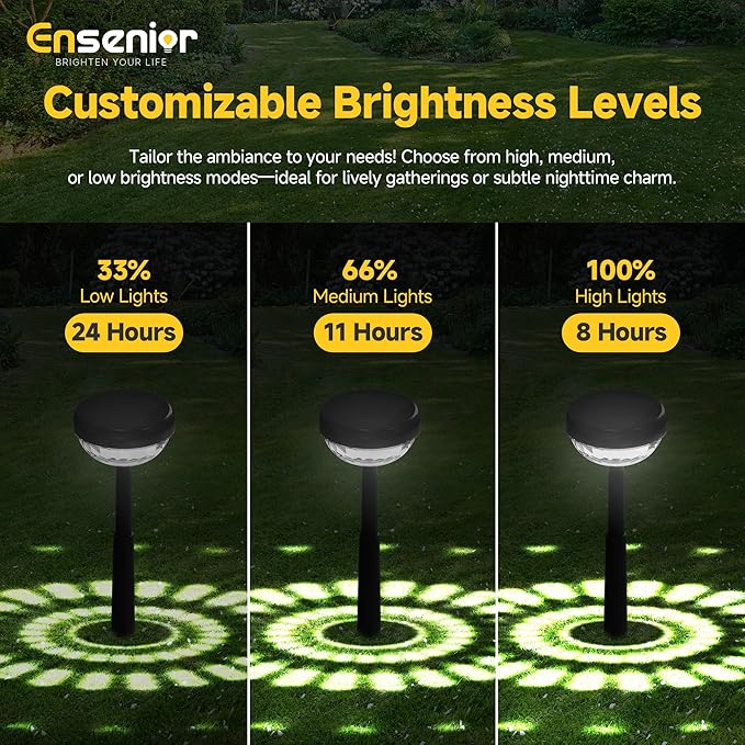 Ensenior 6-Pack Solar Lights Outdoor, Auto ON/Off 6500K LED Solar Garden Lights for Pathway, Yard, Patio, Walkway, Flower Bed, Halloween Christmas Landscape Lighting, IP65 Waterproof, Flag Lights
