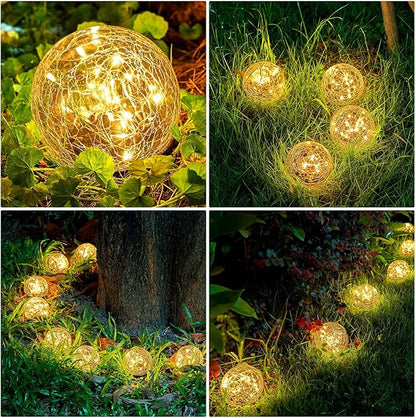 Honoson Solar Globe Lights Outdoor - Waterproof Cracked Glass Balls for Garden, Patio, Lawn & Yard, Warm White Solar LED Lights with Easy Installation & Durable Design(3.9 Inch,8 Pieces)