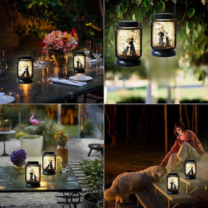 Cat Dog Solar Lanterns, Outdoor Solar Lights, Cat Lamp, Dog Lamp, Garden Decor, Patio Decor, Gifts for Cat Lovers, Gifts for Dog Lovers, Cat Memorials, Dog Memorials, Cat Dog Gifts, Gifts for Girl