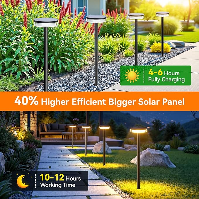 Solar Garden Path Lights 6-Pack, Waterproof