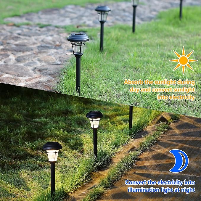 12-Pack Flat Solar Walkway Lights, Waterproof LED