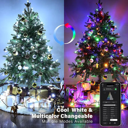 200 LED Christmas Twinkle Lights, 66ft Waterproof for Porch