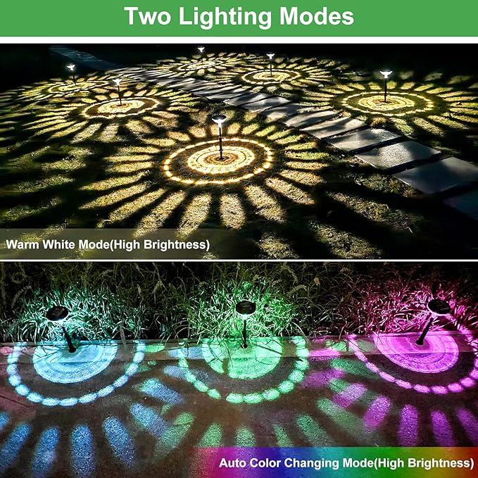 6-Pack Solar Pathway Lights, IP67 Waterproof LED Garden Lights