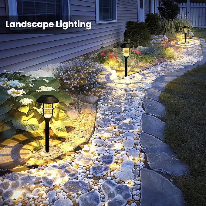 Warm White Solar Pathway Lights 8-Pack, Garden LED