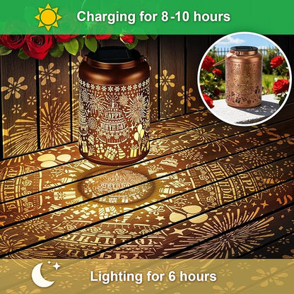Birthday Gifts for Women Mom Grandma, Happy Birthday Gifts for Women, Solar Lantern Outdoor Waterproof Gardening Decor Hanging Solar Lights Yard Decorations Outdoor, Backyard, Patio