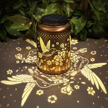 Hummingbird Solar Lanterns Outdoor Waterproof, Birthday Gifts for Women, Mom, Hummingbird Gardening Gifts, Hanging Decorative Solar Lanterns for Patio/Yard/Garden Decor