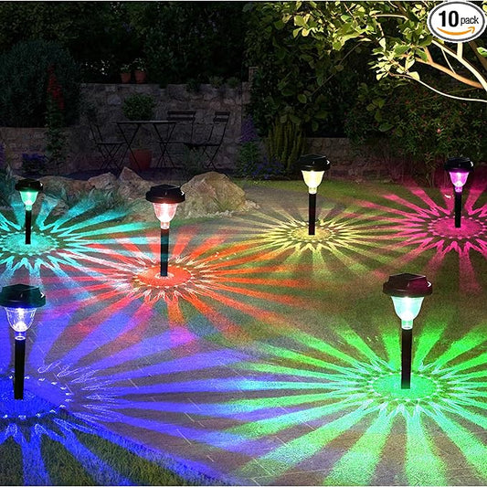 Siatom Solar Pathway Lights 10 Pack, Bright RGB Color Changing Solar Path Lights Outdoor Waterproof IP65, for Outside, Walking Path, Garden, Lawn, Walkway, Yard (Multicolor)