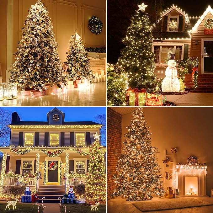 2-Pack 140ft Christmas LED String Lights, Waterproof Timer Lights