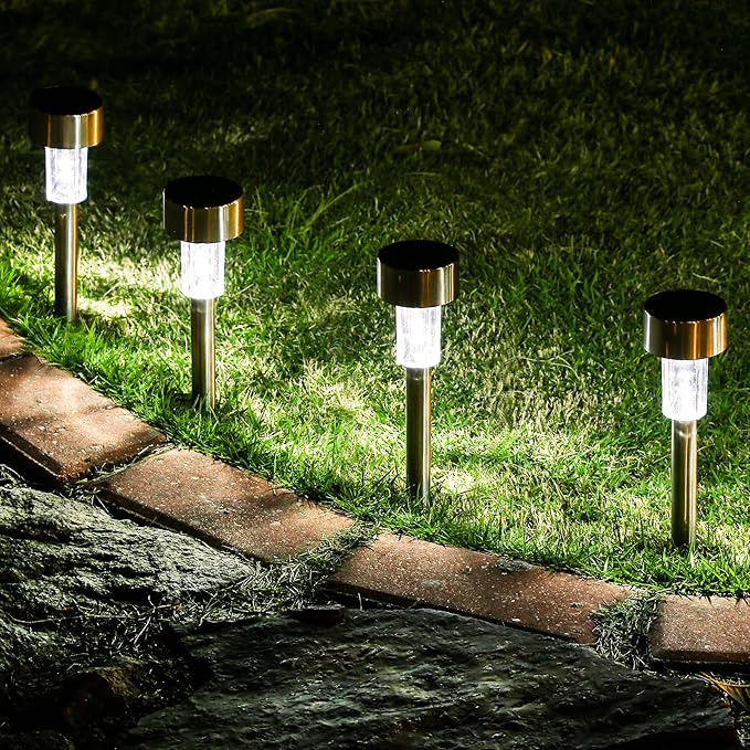 16-Pack Cold White Solar Path Lights, Outdoor Yard LED