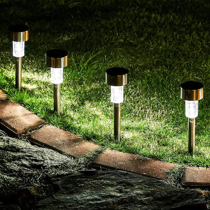 GIGALUMI 16 Pack Solar Lights Outdoor Waterproof,Stainless Steel LED Solar Garden Lights for Patio, Lawn, Yard and Landscape(Cold White)