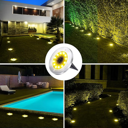 Biling Solar Ground Lights Outdoor 12 Packs, Bright 12 LEDs Solar Lights Outdoor Waterproof for Yard Walkway Garden Driveway (Warm White)