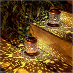 Dog Solar Lantern Set, Metal Backyard Lighting