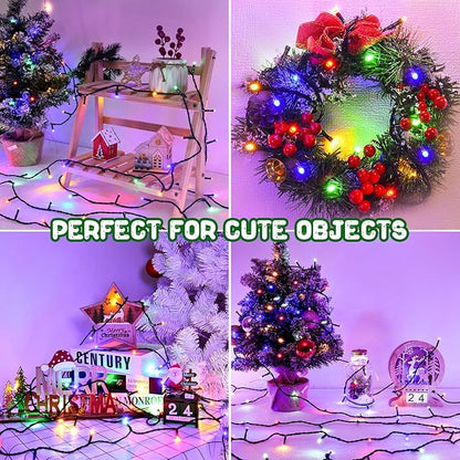 Christmas Lights Outdoor Battery Operated String Lights Total 100LED 33Ft with Timer 8 Modes 16.4Ft*2 Waterproof Outdoor Indoor for Christmas Decor, Multicolor, 2-Pack