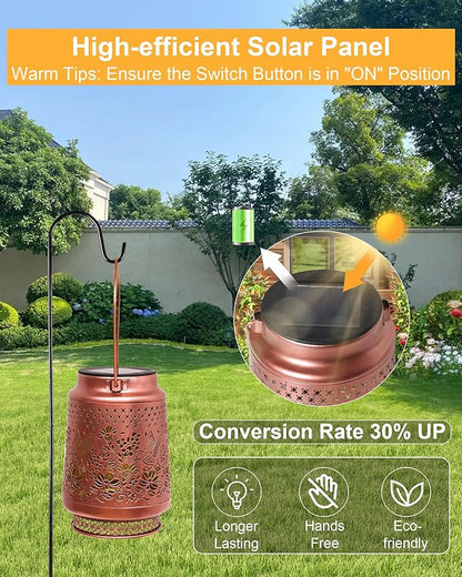 2 Pack Hummingbird Solar Lanterns Outdoor Waterproof, Garden Decor Birthday Gifts for Women Mom Grandma Sister, Metal Hanging Solar Lights Outside Decorative for Backyard Patio Lawn Pathway Landscape