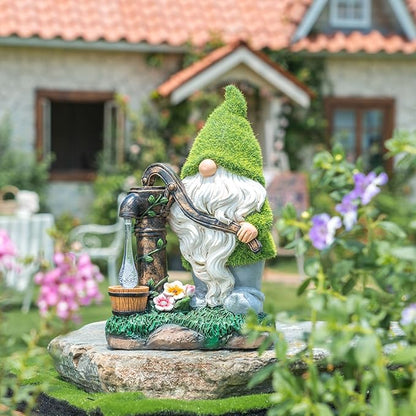 TERESA'S COLLECTIONS Garden Outdoor Decor, Garden Gnomes Decor with Solar Lights, St Patricks Decorations for Outdoor Decor, Waterproof Resin Decorations for Porch Patio, Gift for Dad and Mom, 9"