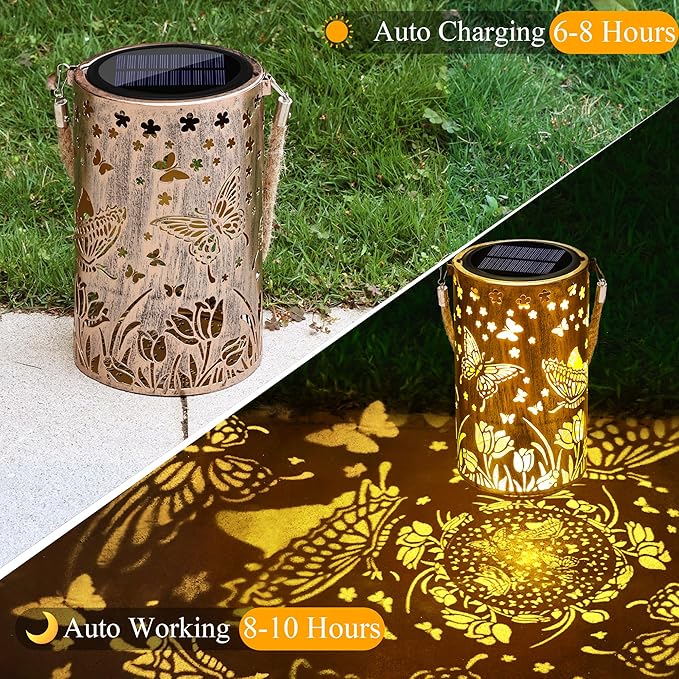 Solar Butterfly Lanterns, Yard Hanging LED Decor