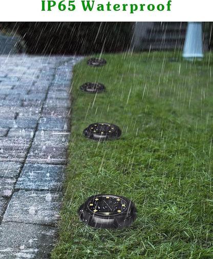 Biling Solar Outdoor Lights Walkway Lights 12 Packs, Bright Solar Ground Lights Uplight Sidelight Waterproof for Yard Walkway Garden Poolside (White)