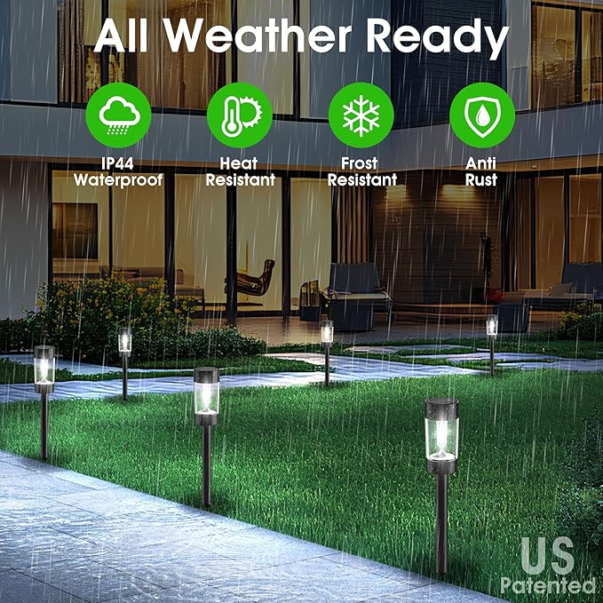 Solar Walkway Path Lights 12-Pack, Waterproof