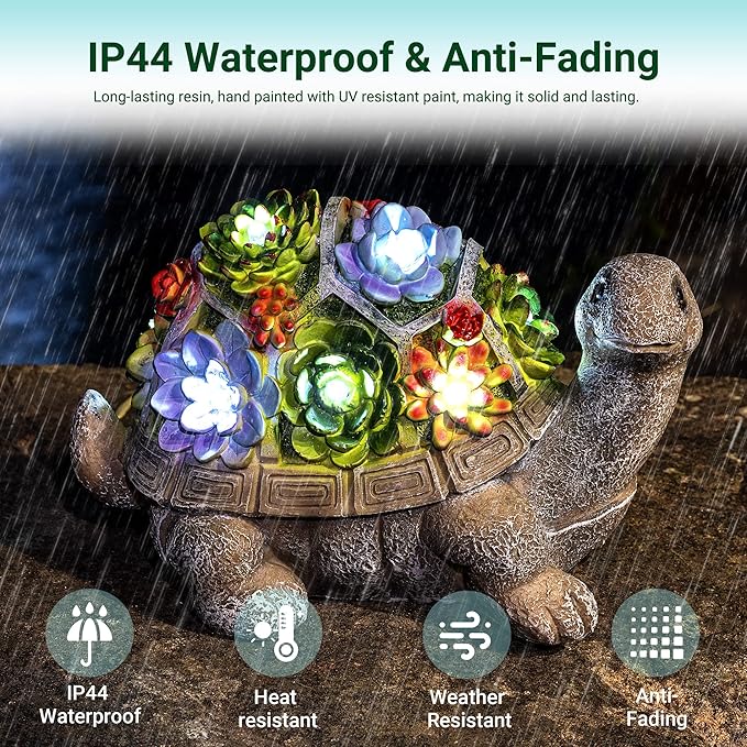 Solar Turtle Garden Statue Light, Outdoor Decor