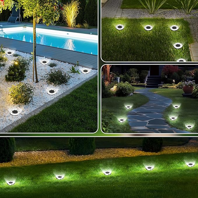 INCX Solar Ground Lights, 20 Pack Solar Lights Outdoor Waterproof, Solar Garden Lights Landscape Lighting for Patio Pathway Lawn Yard Deck Driveway Walkway, Cold White