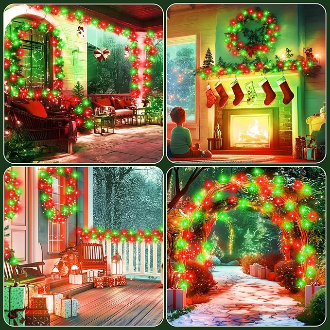 Christmas Fairy Lights 4-Pack, 66ft 200 LED Battery Twinkle Lights