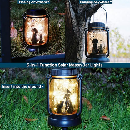 Cat Dog Solar Lanterns, Outdoor Solar Lights, Cat Lamp, Dog Lamp, Garden Decor, Patio Decor, Gifts for Cat Lovers, Gifts for Dog Lovers, Cat Memorials, Dog Memorials, Cat Dog Gifts, Gifts for Girl