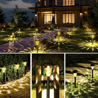 GIGALUMI 16 Pack Solar Lights Outdoor Waterproof, Warm White Pathway Light Solar Powered, Landscape Lighting, Garden Lights for Decor, Patio, Garden, Yard, Pathways, Walkways