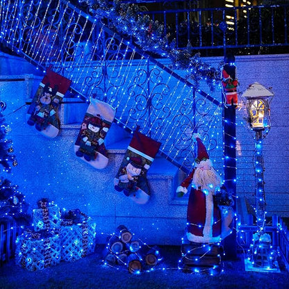 8-Pack 50 LED Christmas Twinkle Lights, Waterproof for Porch