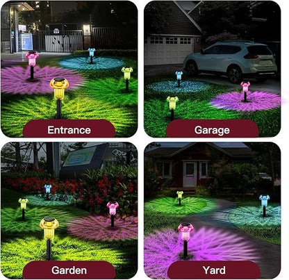 Easter Solar Pathway Lights Outdoor Decorative 8 Pack, 4 color LED Mushroom Solar Lights Outdoor Waterproof Solar Powered Decor for Yard Driveway Patio, Valentines Day Halloween Christmas Garden Decor