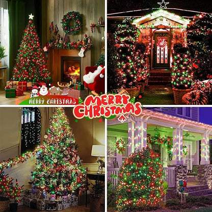 4-Pack 240 LED Christmas Twinkle Lights, 80ft Waterproof for Porch