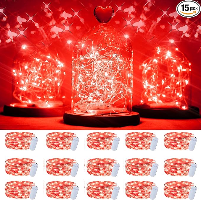15-Pack Christmas String Lights, 6ft 20 LED Waterproof Twinkle Lights