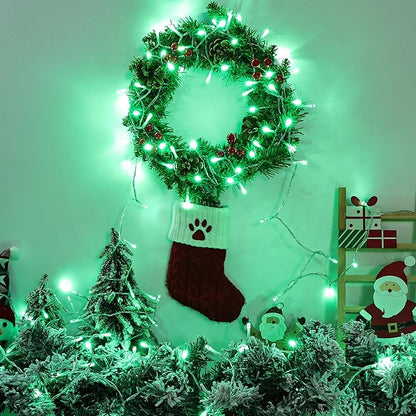 Lomotech St Patrick's Day Decorations Lights - 4 Pack Total 66ft 200LEDs Battery String Lights 8 Modes Waterproof with Timer for Home, Garden, Party, Holiday, Tree Decoration (Clear Wire, Green)