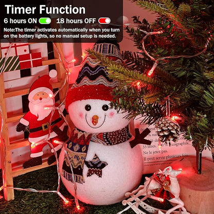 Lomotech Valentine's Day Decorations Lights - 4 Pack Total 66ft 200LEDs Battery String Lights 8 Modes Waterproof with Timer for Home, Garden, Party, Holiday, Tree Decoration (Clear Wire, Red)
