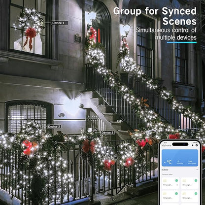 200 LED Christmas Twinkle Lights, 66ft Waterproof for Porch