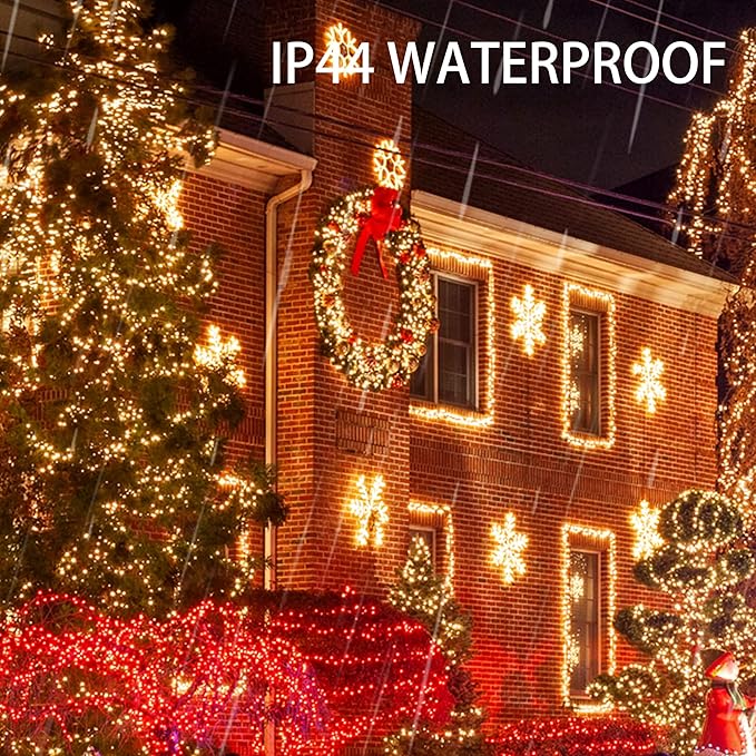4-Pack 240 LED Christmas Twinkle Lights, 80ft Waterproof for Porch