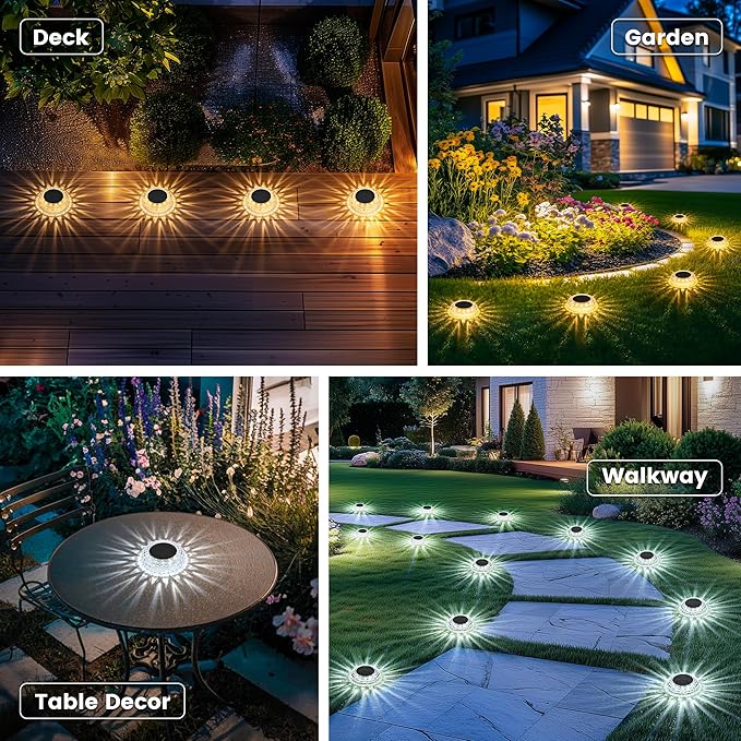 6-Pack In-Ground Solar Lights, Flat LED Walkway