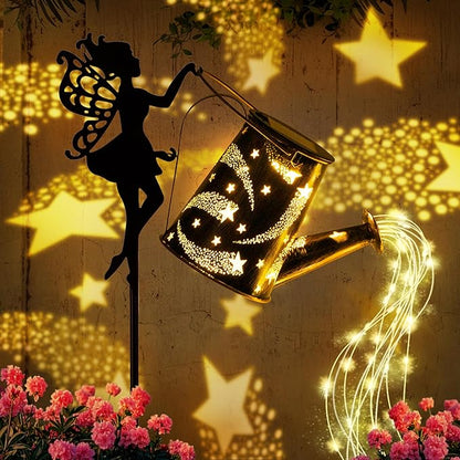 Solar Watering Can Light,Solar Fairy Lights Outdoor,Fairy Garden Decor Waterproof Metal Hanging Lantern,Gardening Gifts,Fairy Garden Decor for Outside,Perfect for Patio Yard