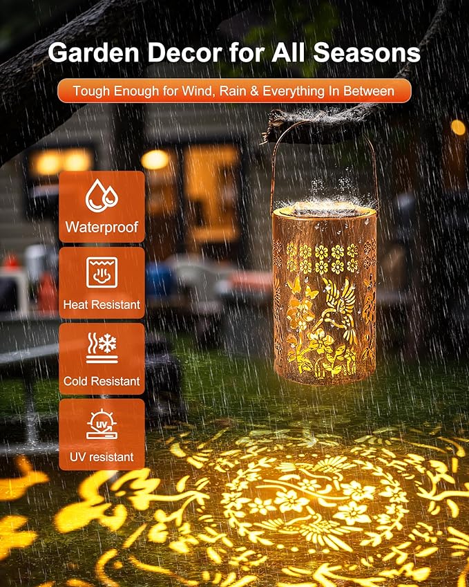 Hummingbird Solar Lanterns Outdoor Waterproof Garden Decor Birthday Gifts for Women, Mothers Day Gifts for Mom, Hanging Solar Lantern Decorations for Yard Patio Porch Deck Backyard Outside