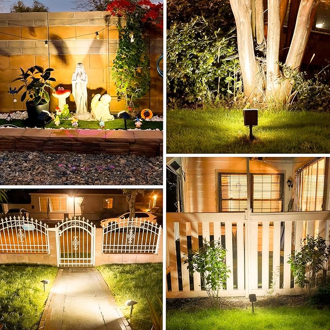 Solar Lights Outdoor Waterproof IP65, Super Bright LED, 3000K 2 Lighting Modes, Solar Powered Yard Garden Solar Spot Lights for Outside Landscape Auto On/Off -4 Pack