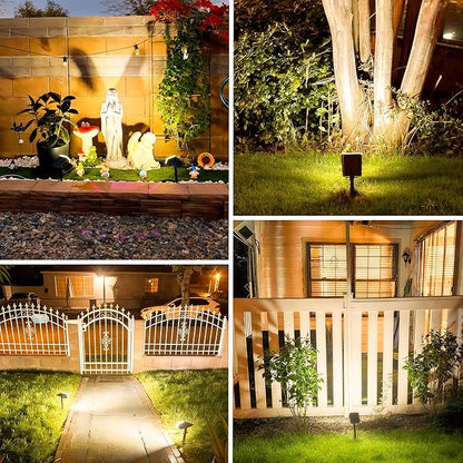 Solar Lights Outdoor Waterproof IP65, Super Bright LED, 3000K 2 Lighting Modes, Solar Powered Yard Garden Solar Spot Lights for Outside Landscape Auto On/Off -4 Pack