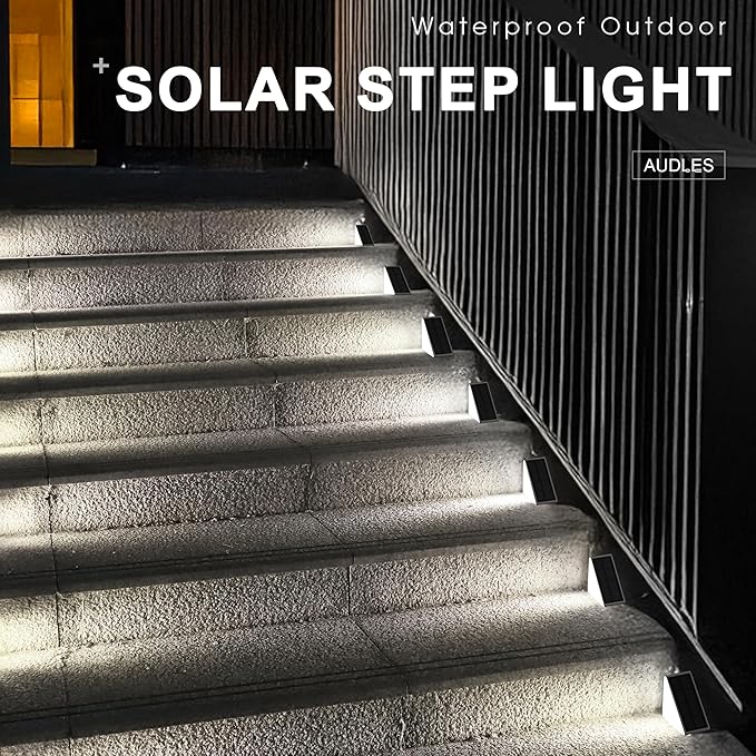 LED Solar Step Lights Waterproof Outdoor Stair Lights, Solar Deck Light Outdoor Decor IP67 Solar Lights for Yard, Patio, Garden, Walkways, Front Door, Pathway, Driveway (12)