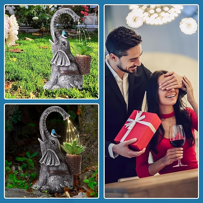 Solar Elephant Garden Statue Light, Outdoor Decor