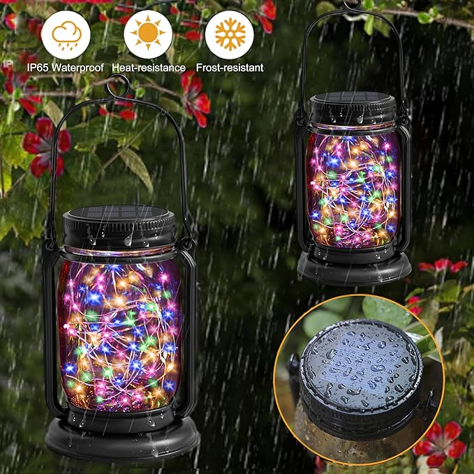 4-Pack Garden Solar Garden Lanterns, Rustic Waterproof LED